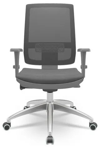 Cadeira Brizza Diretor Grafite Tela Preta com Assento Poliester Cinza Base Autocompensador Aluminio - 65808 Sun House