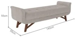 Puff Recamier Calçadeira 140cm Base Madeira Neville Z37 Linho Cru - Mp