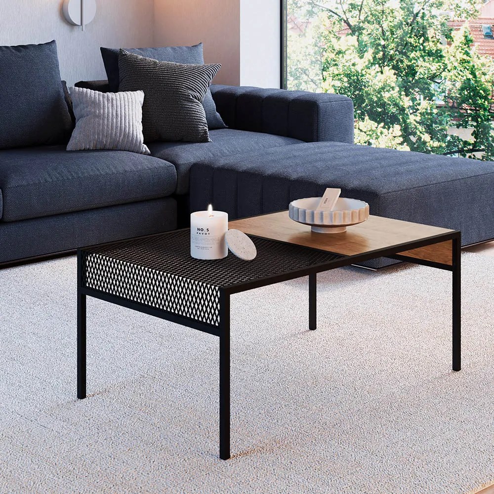 Mesa de Centro New 80 cm Vermont e Preto - D'Rossi