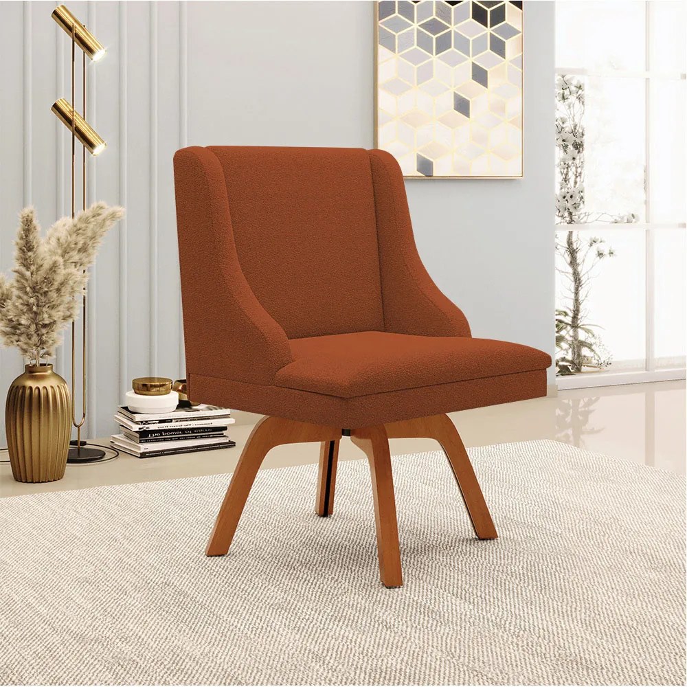 Cadeira Sala de Jantar Giratória MM35 kit 2 Liz Bouclê D03 - D'Rossi - Terra