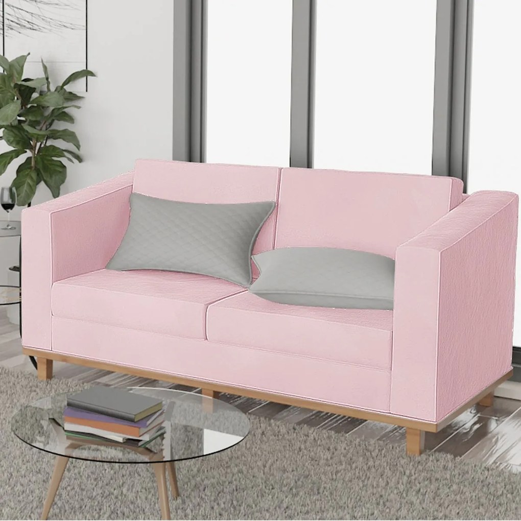 Kit Sofá 2 Lugares e 2 Poltronas Europa Suede Rosa Bebê ADJ Decor
