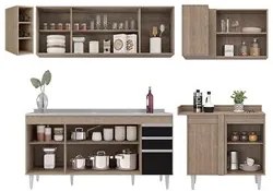 Armário de Cozinha Modulado de Canto Esquerdo 5 Peças CP54 com Pia Ino
