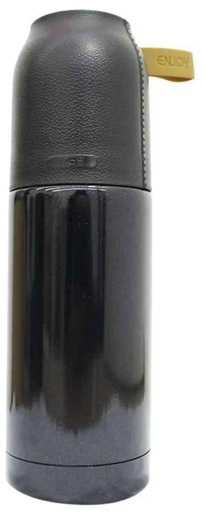 Mini Garrafa Térmica com Tampa de Couro 350 ml Acreditar
