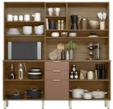 Armário de Cozinha Compacta 198cm Aurea D02 Amêndola/Marsala - Mpozena