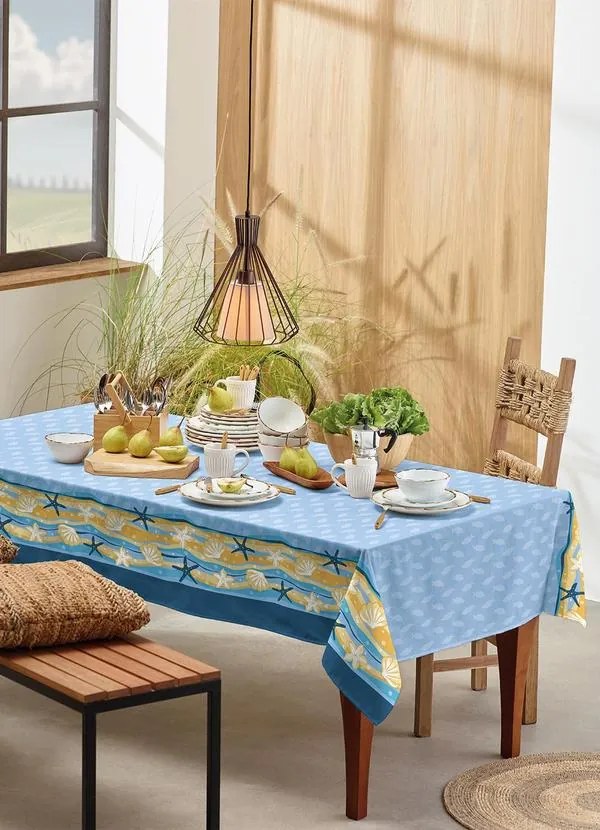 Toalha de Mesa Retangular Mar 140x250 Cm