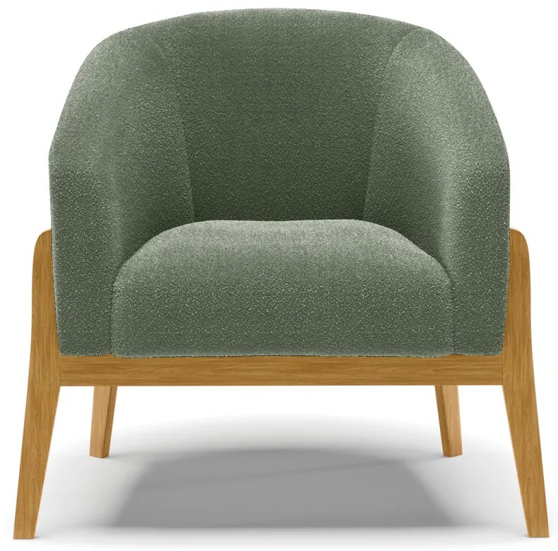 Poltrona Decorativa Base Madeira Stella Bouclê D03 - D'Rossi - Verde Pistache