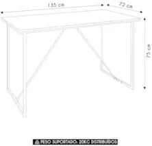 Mesa Escrivaninha Office 135cm Industrial Raven Noce Z54    - Mpozenat