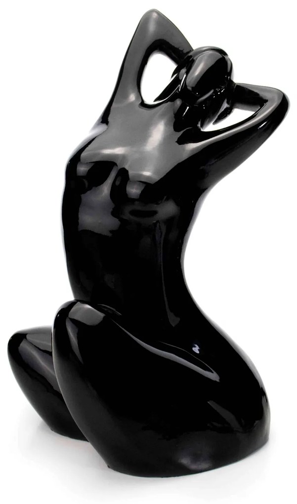 Escultura Decorativa Eva Em Cerâmica Preto 39x21x25 Cm - D'Rossi