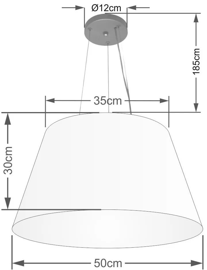 Lustre Pendente Cone Md-4141 Cúpula em Tecido 30/50x35cm Preto - Bivolt