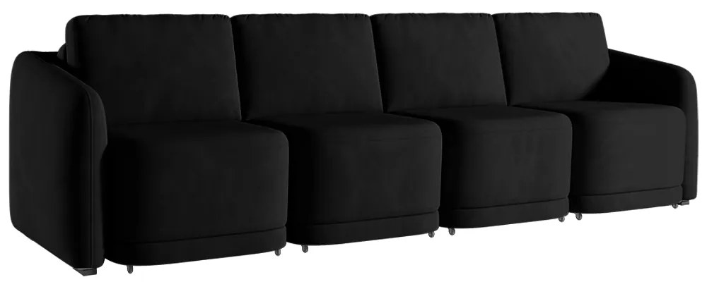 Sofá Cama Modulado Retrátil e Reclinável Decorativo Varsóvia 316cm Veludo Preto G33 - Gran Belo