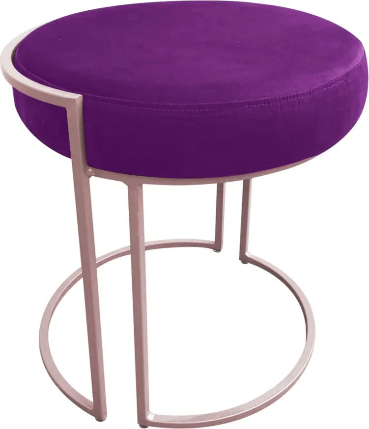 Puff Redondo Base Industrial Rosê Kit 2 Love Suede - Roxo
