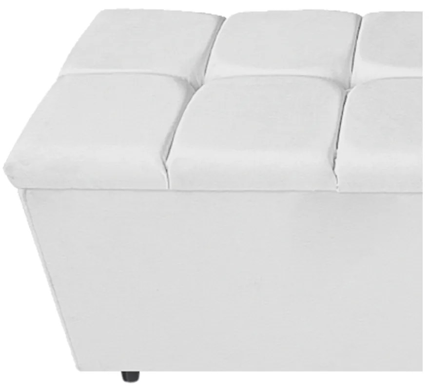 Calçadeira Estofada Manchester 195 cm King Size Corano Branco - ADJ Decor