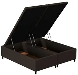 Base Cama Box Baú Casal Queen 158cm Hit I02 Suede Marrom - Mpozenato