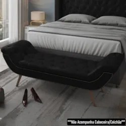 Puff Recamier Calçadeira 140cm Pés Palito Madeira Venêto Z37 Sintético