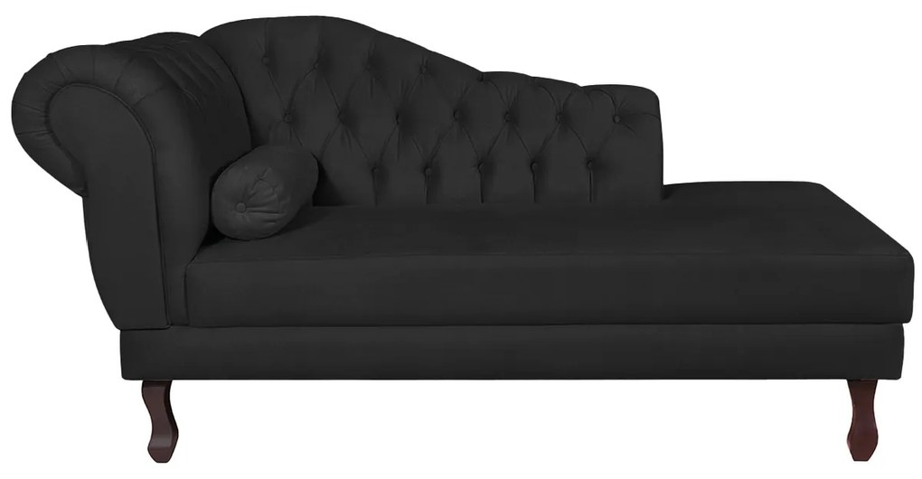 Recamier Diana 185cm Lado Direito Suede Preto - ADJ Decor