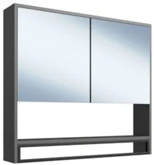 Gabinete Banheiro Liny Com Cuba e Espelheira Moscow Grafite Z54 - Mpoz