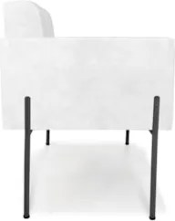 Poltrona Sala Pé Metal Preto Kit 2 Ana Sintético PU Branco - Ibiza