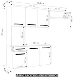 Armário de Cozinha Compacta 160cm Lora Atacama/Grafite A15 - Mpozenato