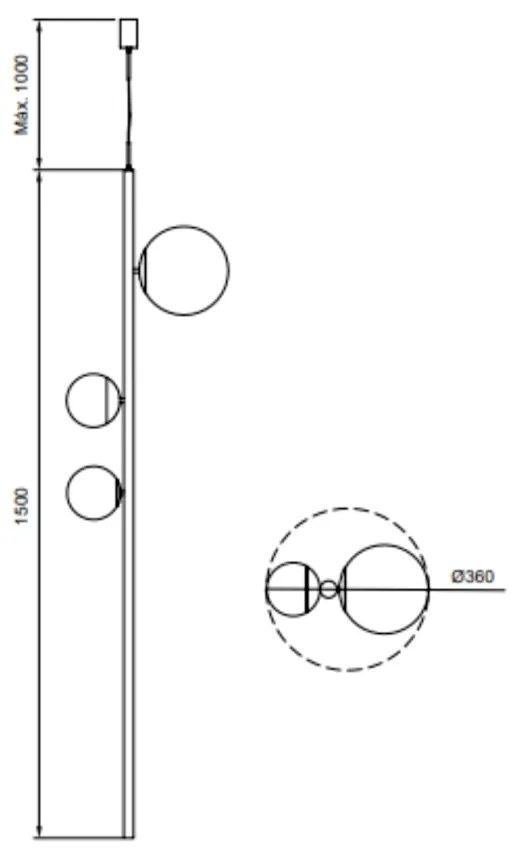 Pendente Organic Vertical Ø36X150Cm Alumínio E Globo Ø12Cm / Ø20Cm 1Xg... (BT - Branco Texturizado)