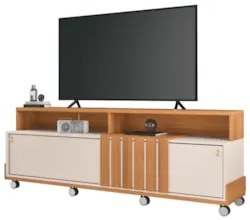 Rack Bancada de TV 60 Pol 160cm Essenza Cinamomo/Off - HB Móveis