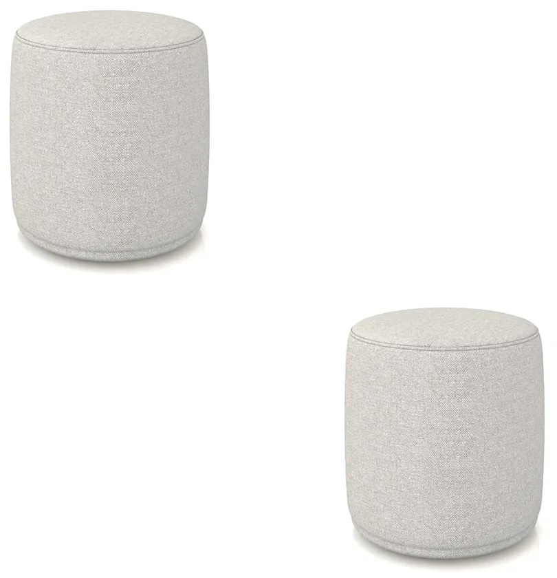 Puff Redondo Orgânico para Sala Kit 2 Malu Linho M11 - D'Rossi - Cinza