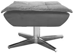 Poltrona Decorativa Base Giratória Cromada com Puff Opla Suede Grafite