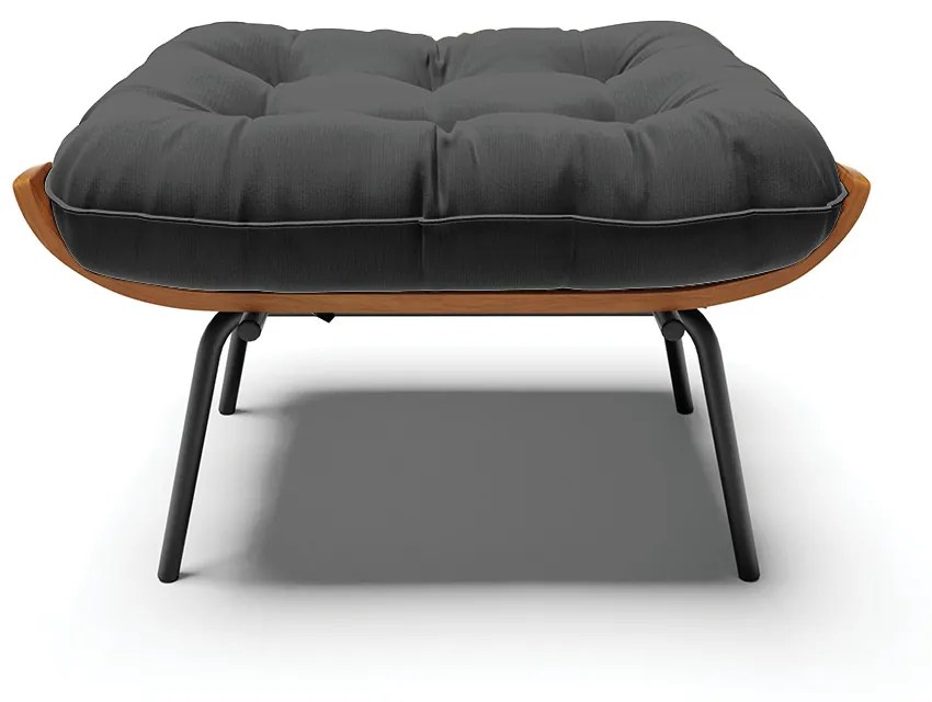 Puff Costela Suede Marrom Base Metálica Preto - D'Rossi