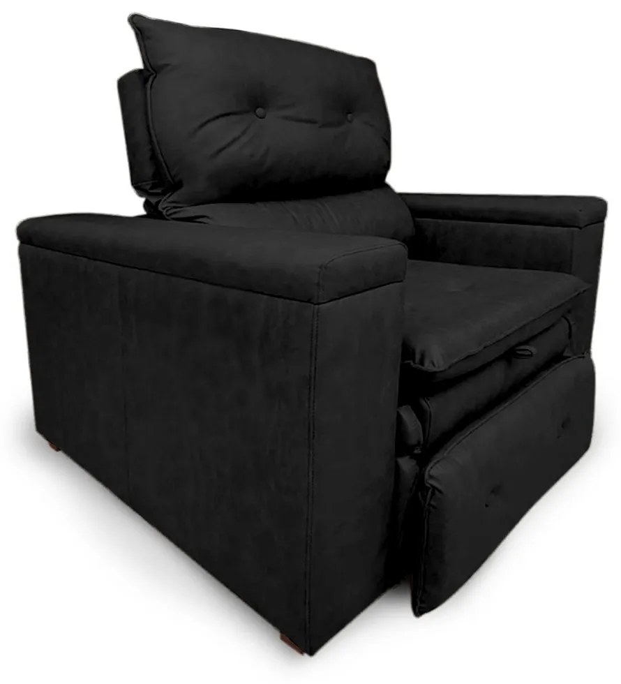 Poltrona Reclinável Retrátil Onix Corano Preto  - Sheep Estofados - Preto