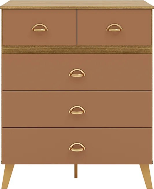 Cômoda Quarto 91cm com 5 Gavetas Isadora V01 - D'Rossi - Naturale e Camarim