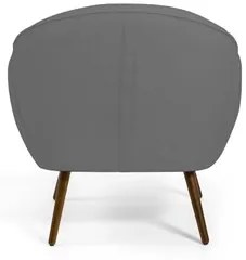 Kit 02 Poltronas Decorativas Nina Pés Palito Madeira C-416 Linho Cinza