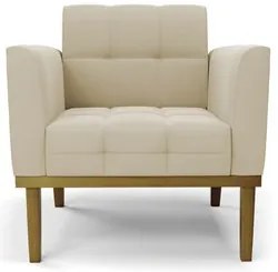 Sofá Namoradeira e 2 Poltronas Base Madeira Castanho Ana Suede Bege -
