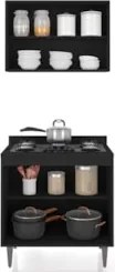 Armário de Cozinha e Balcão Cooktop Pérola Z34 Preto        - Mpozenat