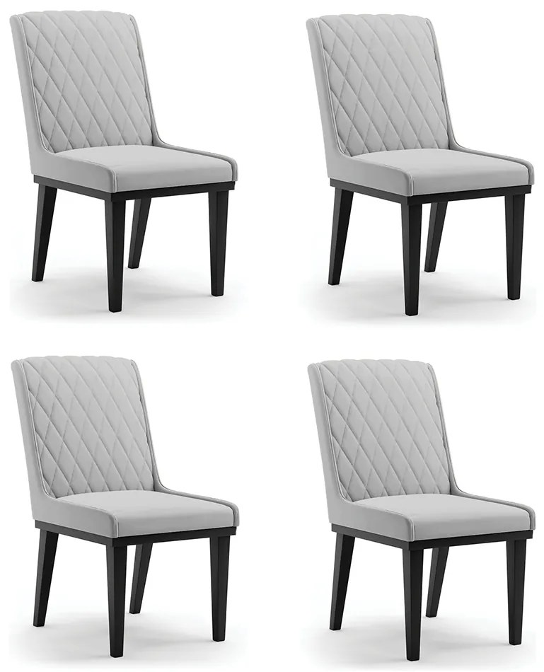 Cadeira Sala de Jantar Base Madeira Preto Kit 4 Sofia Suede Azul Marinho D03 - D'Rossi - Cinza