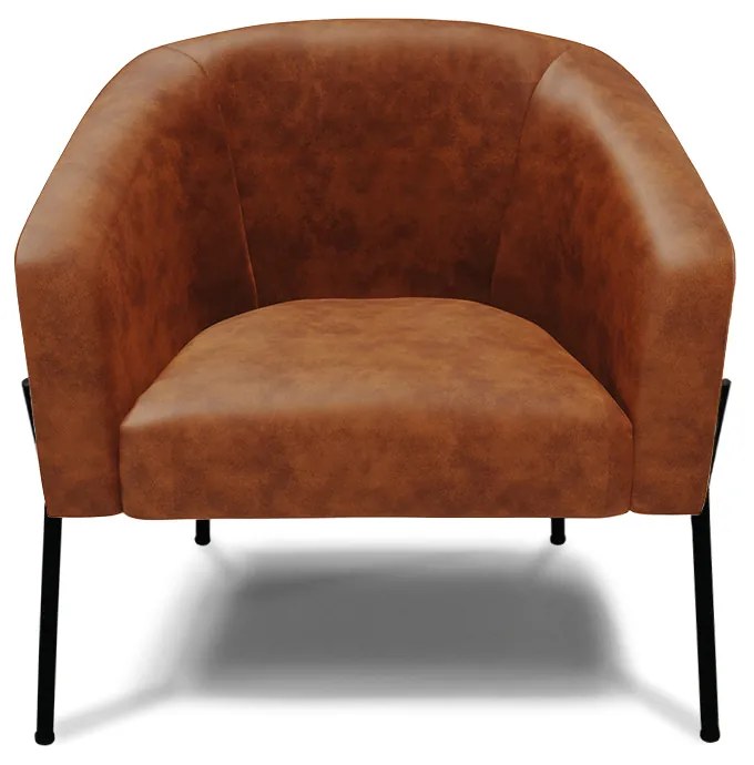 Poltrona Sala Decorativa Pé de Ferro Preto Kit 2 Stella Sintético PU D03 - D'Rossi - Nozes