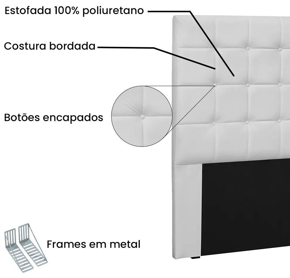 Cabeceira Cama Box Solteiro 90cm Verona Corano Branco - Sheep Estofados - Branco