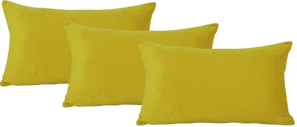 Conjunto 3 capas Almofadas Suede Amarelo 30x50 - LISO