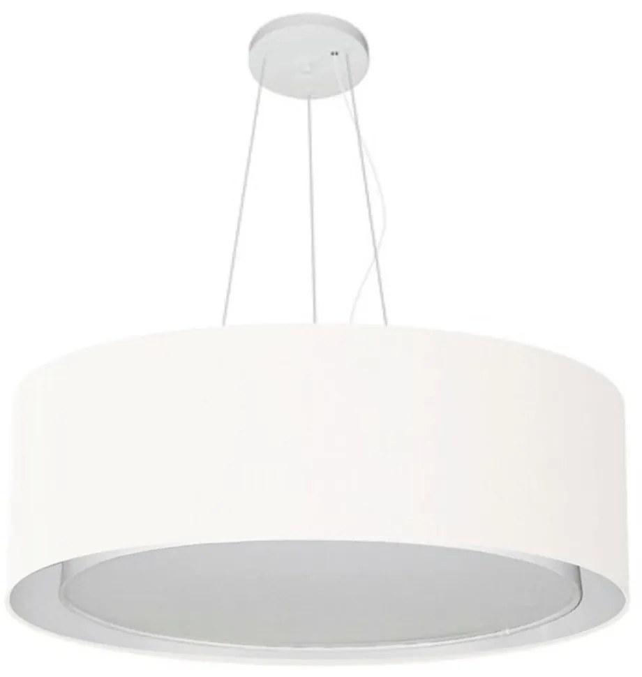 Lustre Pendente Cilíndrico Duplo Md-4125 Cúpula em Tecido 60x25cm Branco - Bivolt