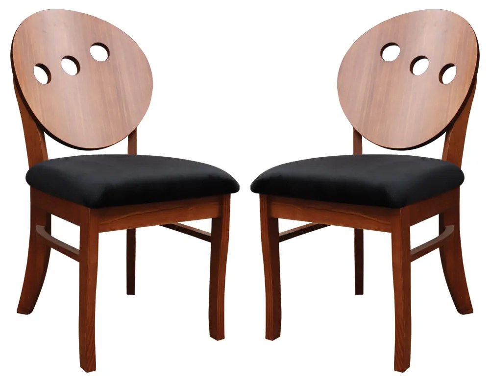 Kit 2 Cadeiras Decorativas Sala de Jantar Teseu Madeira Maciça Poliéster Preto/Imbuia G42 - Gran Belo