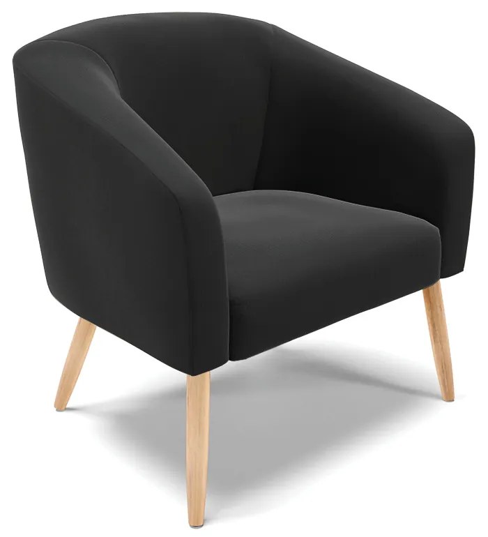 Namoradeira e 2 Poltronas Pé Palito Natural Stella Suede D03 - D'Rossi - Preto