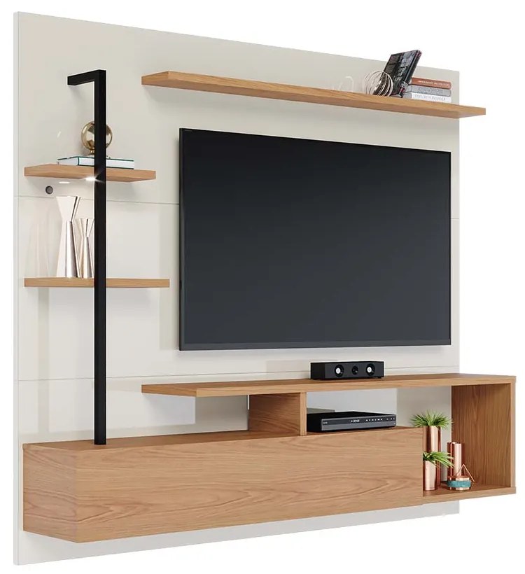 Home Painel Suspenso 180cm Maui Led Off White/Freijó G73 - Gran Belo