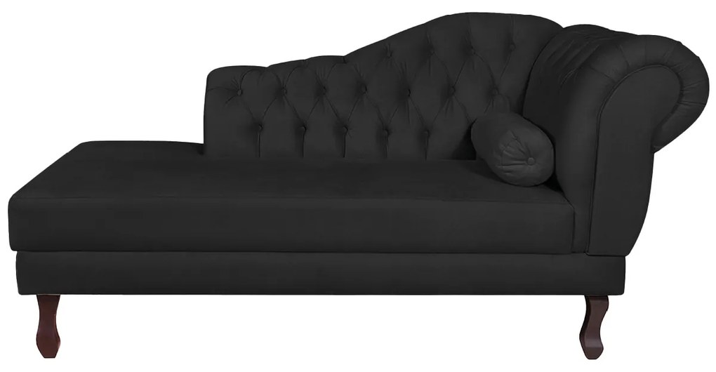 Recamier Diana 185cm Lado Esquerdo Suede Preto - ADJ Decor