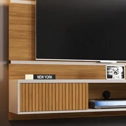 Painel Bancada Suspensa Para TV Até 65 Pol. 2 Portas Âmbar Cinamomo/Of