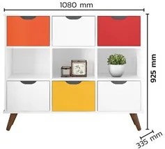 Nicho Organizador Multifuncional 3 Nichos 6 Gavetas Pés Retrô Cube Q01