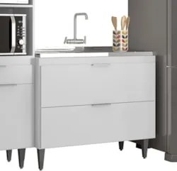 Armário de Cozinha CP04 Com Pia 100cm Pérola Z34 Branco     - Mpozenat