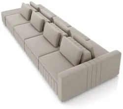 Sofá Ilha e Puff Sala Living 505cm Siesta Z32 Veludo Bege  - Mpozenato