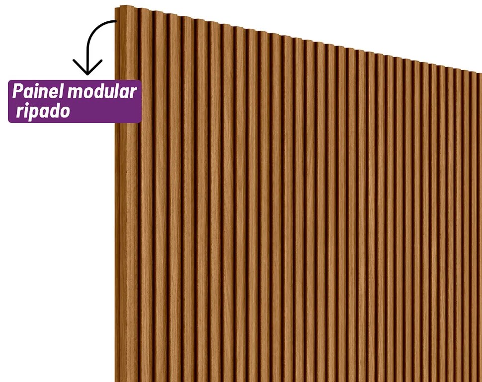 Painel para TV até 75 Polegadas Ripado Marisa Nature Fosco 297x250 cm L04 - D'Rossi