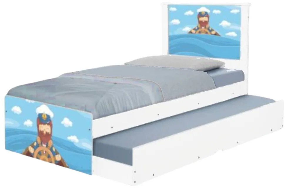 Cama Solteiro Infantil com Cama Auxiliar 195x96cm Personagens K02 - D'Rossi - MARINHEIRO