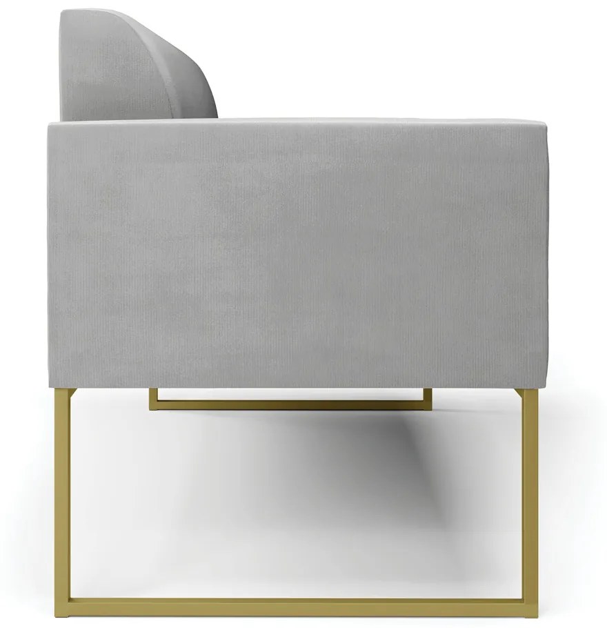 Sofá Namoradeira Base Industrial Dourado Marisa Suede D03 - D'Rossi - Cinza