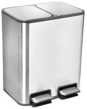 Lixeira Dupla com Pedal Piso Docol Flat 20L (10+10L) Aço Inox Balde Removível