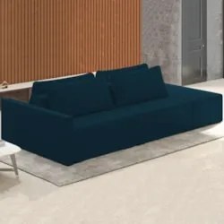 Sofá Ilha Modular com Puff para Sala Living 252cm Georgia Z08 Veludo A